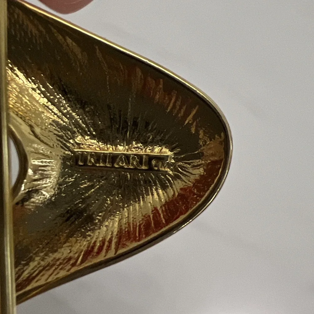 Vtg‎ Trifari Brooch Lot Golden Tone Pin Modernist Signed Designer